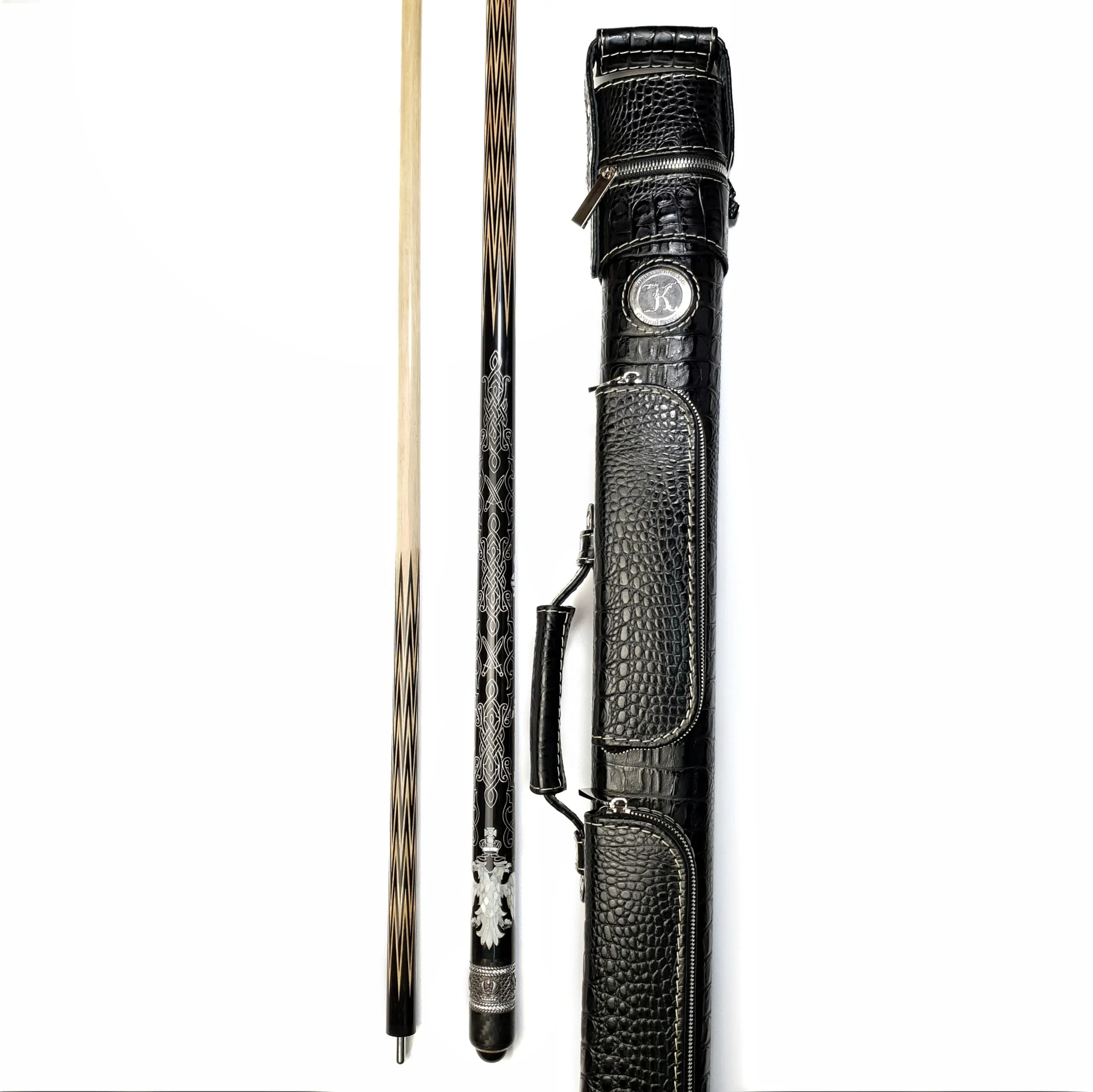 Кий Империя Корона-8 ми перьевая - Эбен, граб, серебро и перламутр+Чехол. — изображение 6