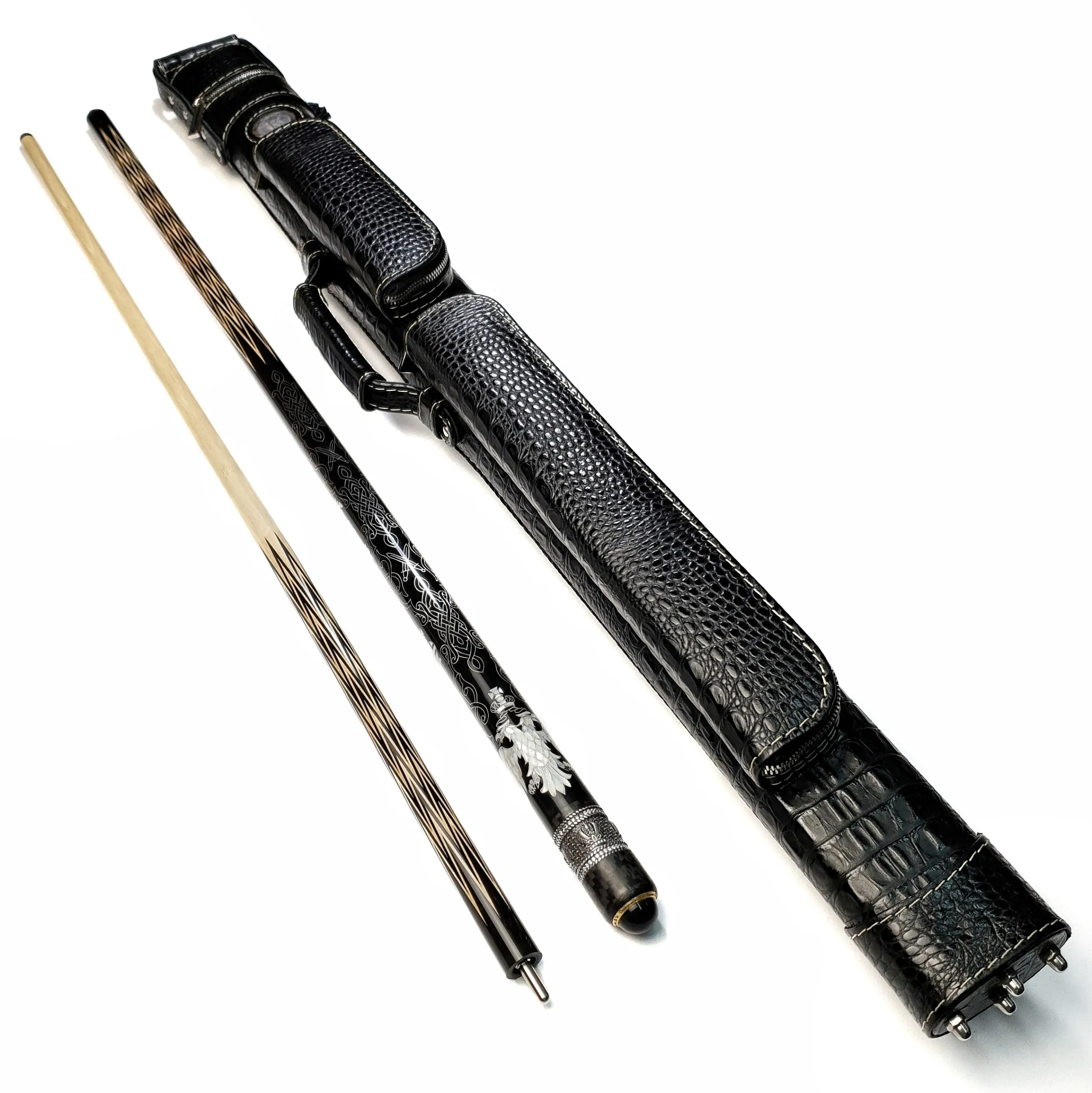 Кий Империя Корона-8 ми перьевая - Эбен, граб, серебро и перламутр+Чехол. — изображение 4