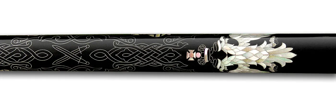 Кий Инкрустированный Империя Корона - Эбен, граб, серебро и перламутр. — изображение 6